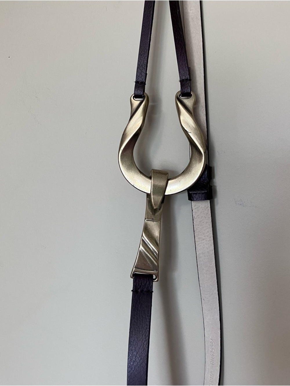 Chico’s Brown Genuine Leather Horseshoe Buckle Skinny Wrap Belt Gold Hardware S